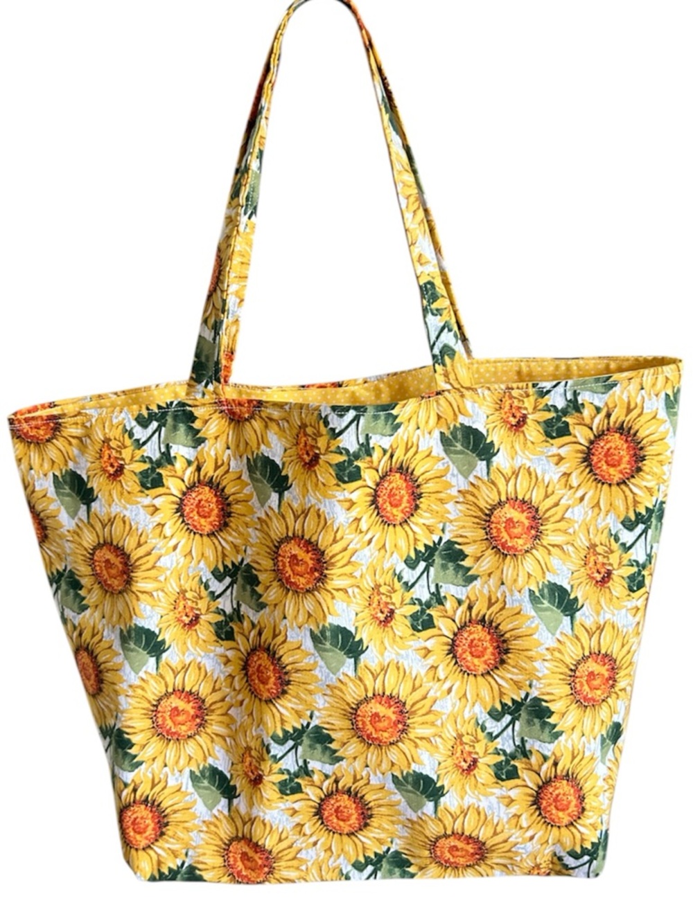Handmade Tote Bag Colorful Sunflowers Cotton Fabric Carry All Shoulder Purse - Picture 5 of 11